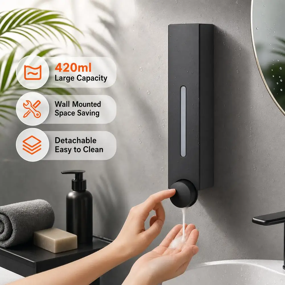 Wall Mounted Soap Dispenser for Bathrooms Kitchens with Two Installation Options No Need Drilling Shower Gel Detergent Dispenser