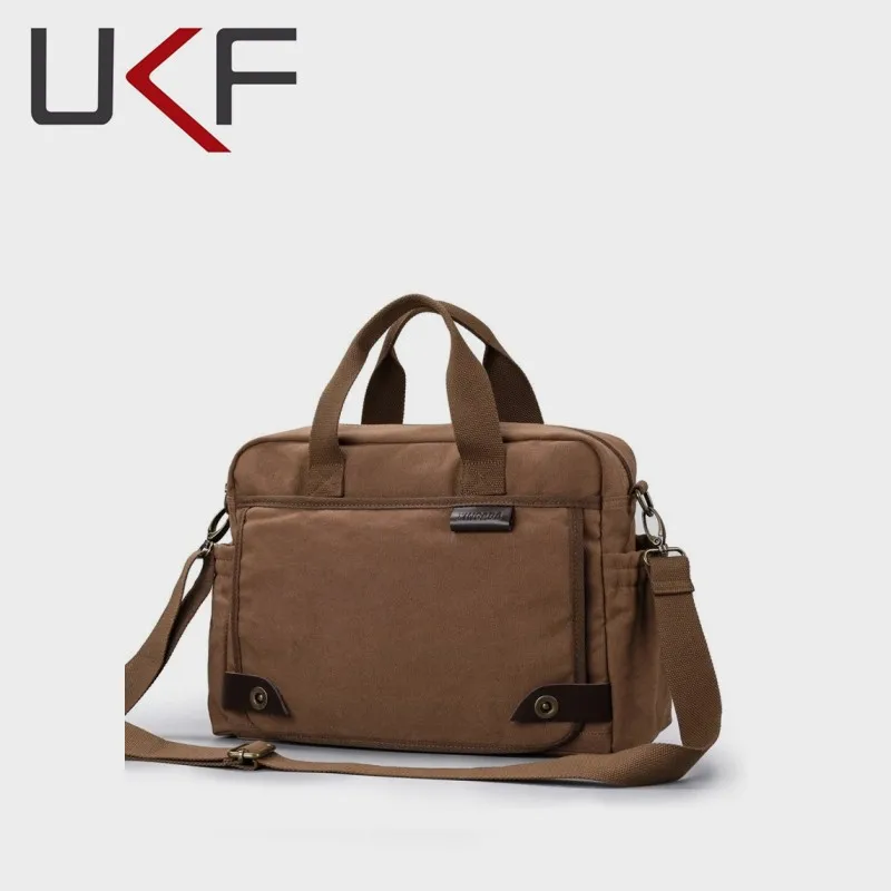 

UKF Men's Bags Casual Shoulder Bags Business Portable Messenger Bag Multifunctional Bags Canvas Computer Laptop Briefcase