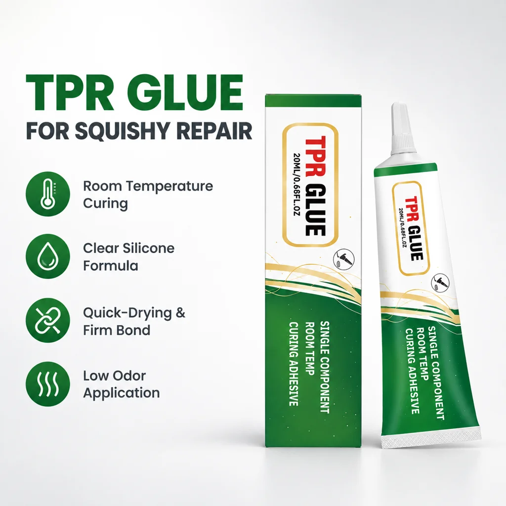 Clear TPR Adhesive Glue Flexible Bond for TPE TPU Rubber Fast Drying Low Odor DIY Craft Repair Precision Applicator 20ml