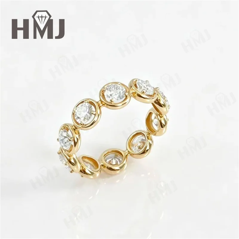 18K Goldringe mit Labor-Diamanten DEF VS Rundschliff für Hochzeitsantrag, Verlobung, Versprechen, Feiner Schmuck, Charms, Klassisch – Detail 1
