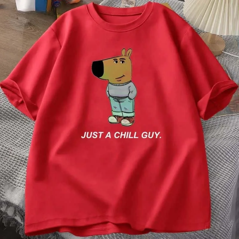 Just A Chill Guy T-shirts for Men Funny Meme Graphic T Shirts Cotton Casual Short Sleeve Tshirt Mens Clothes Designer Tshirts