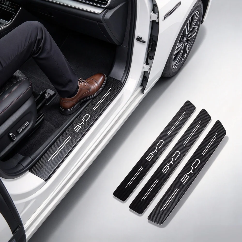 Car Door Threshold Guard 4~5Pcs Leather Anti-Scratch Decal Trim for BYD Sealion 7 Yuan Plus Qin L Song Plus Dolphin Seagull