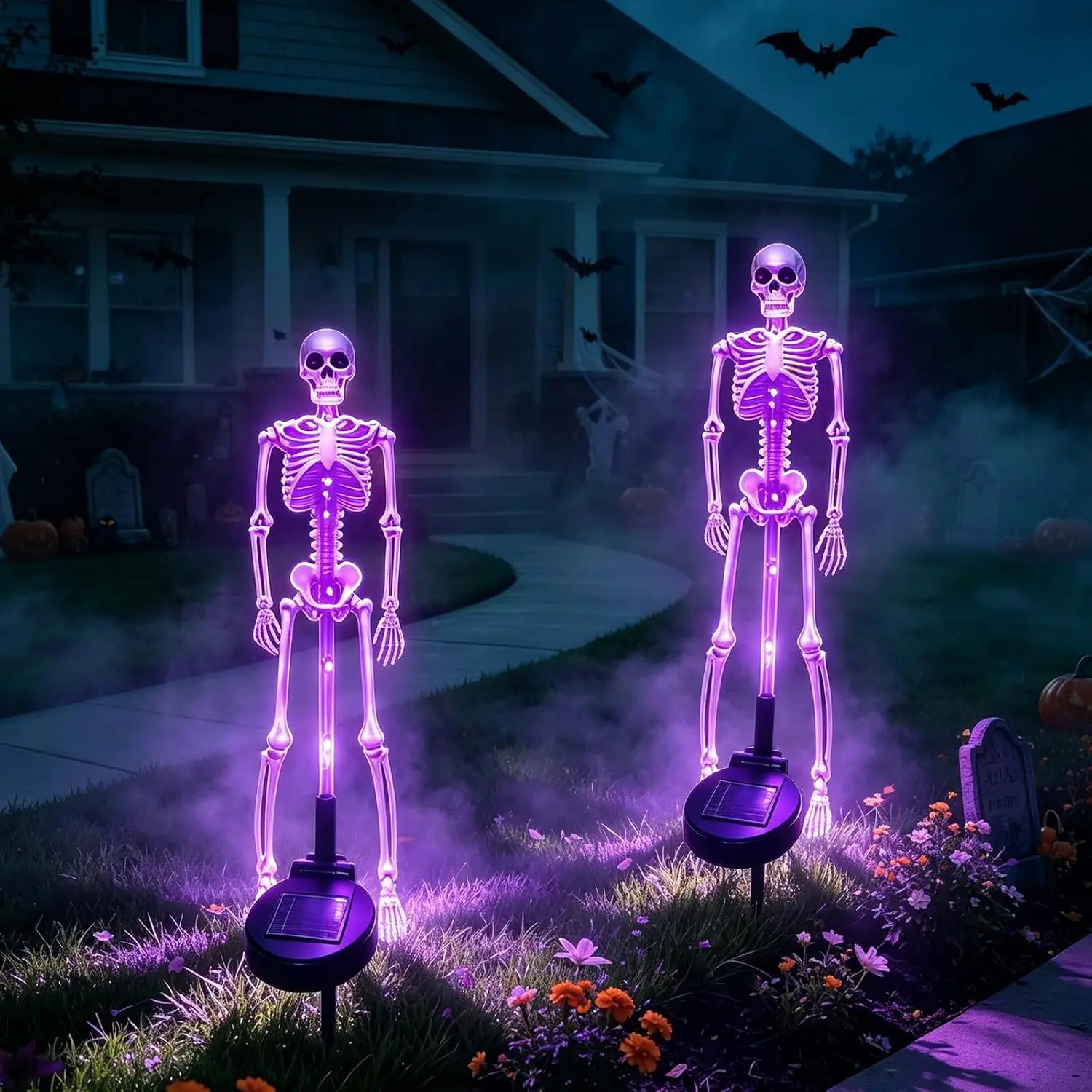 Halloween Skeleton Stake Light Solar Powered Spooky Glowing Decoration for Yard Garden Lawn Pathway Haunted House Party