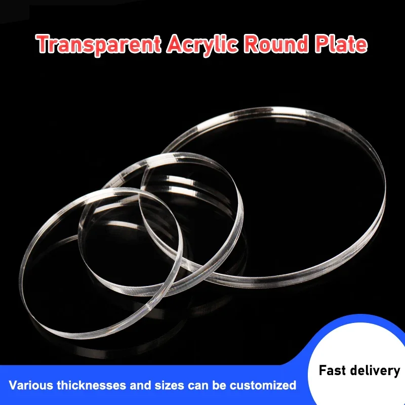 Dia 50-400mm Transparent Acrylic Sheets Perspex Plate Round Disc Clear Board Happy Birthday Cake Base Plate Decorating Tools