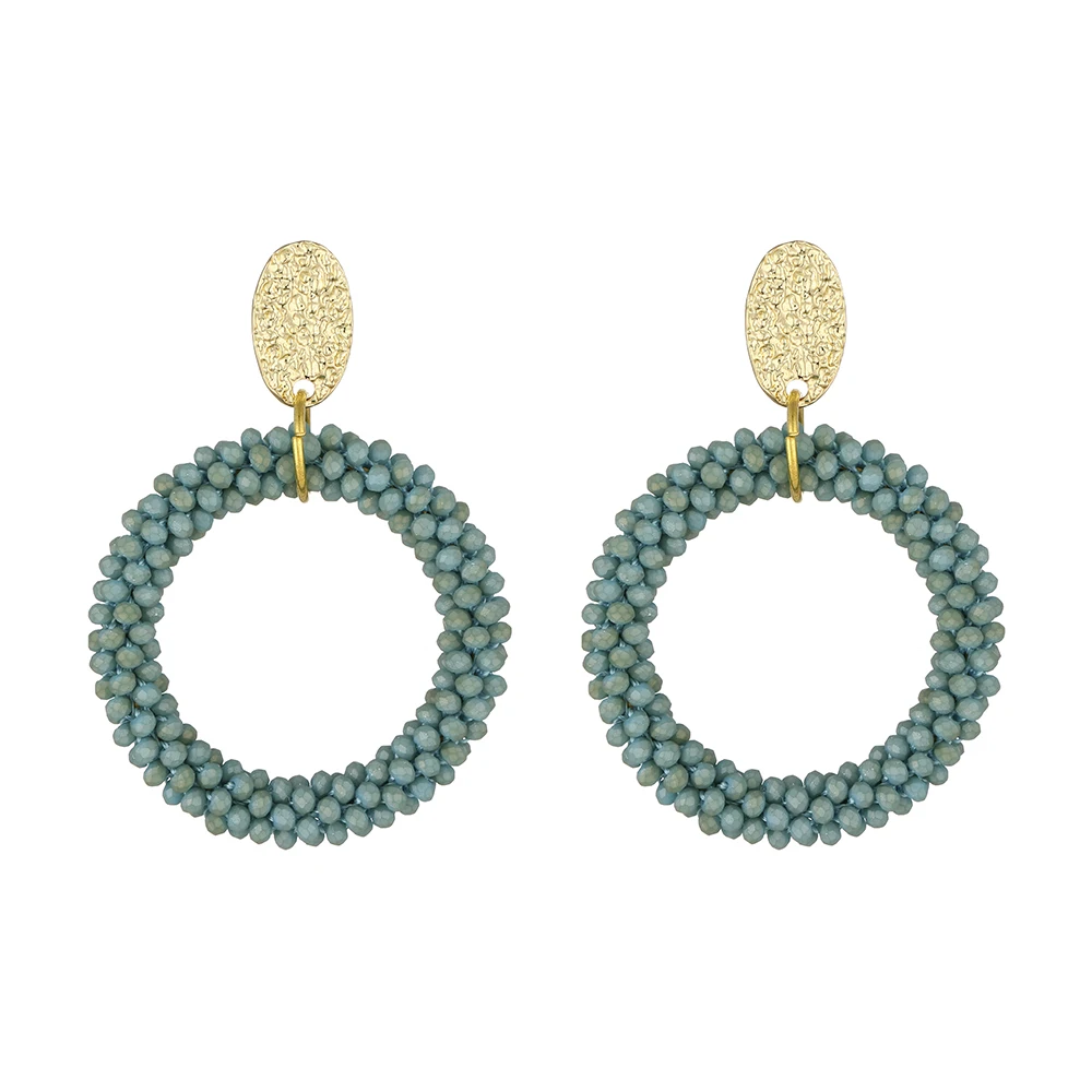 INKDEW Big Round Drop Earrings for Women Crystal Beads Handmade Earrings Jewelry Gift Vintage statement EA064