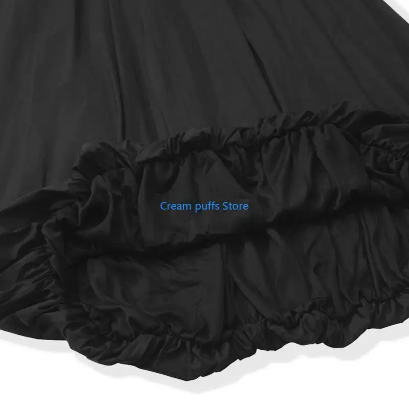 50LE Summer Bubble Maxi Skirt for Women Casual Elastic Waist A Line Long Skirt Ruffle Pleated Midi Skirt