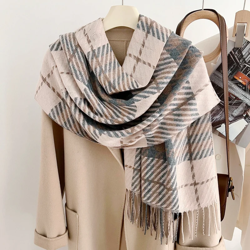 

Новый женский шарф с имитацией кашемира в корейском стиле, осенне-зимний теплый шарф на шею, студенческий универсальный шарф с кисточками, Sh