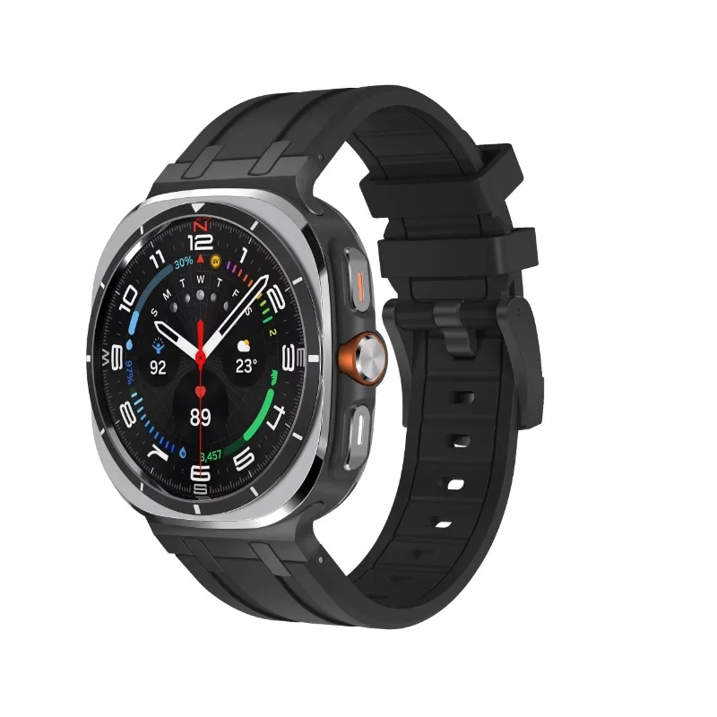 Pulseira de silicone para samsung galaxy watch ultra 47mm, pulseira com conector de metal para galaxy watch ultra 47mm, acessórios substituíveis