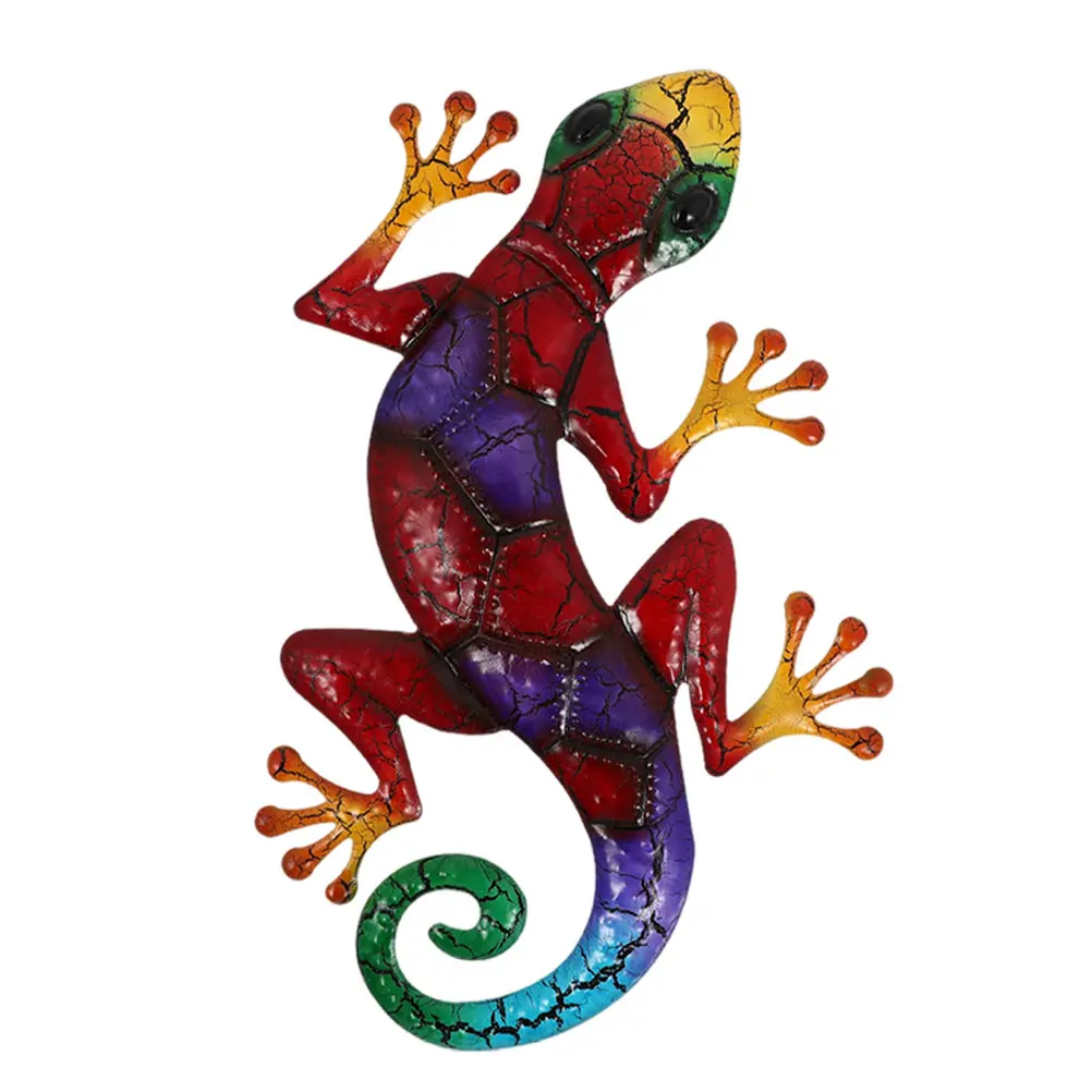 

Artistic Iron Wall Hanging Decorations Metal Gecko Ornament for Corridor Durable Exquisite Environmental Friendly