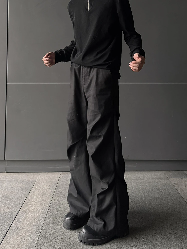 

Bla Pleated Drapey Men's Straight Leg Workwear Pants American Cleanfit Wide Leg Trousers Faionable Casual Loose Fit Jeans