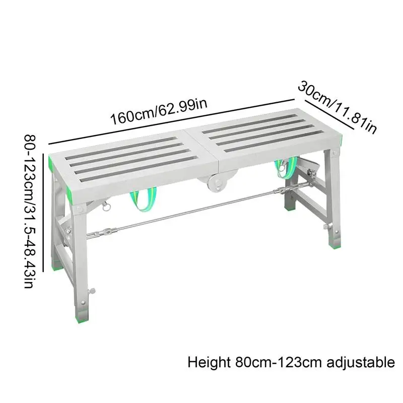 Folding Scaffolding Shelf Thicken Folding Step Ladder 67.72x17.32x30.71in Single Support Adjustable Height Engineering Ladder