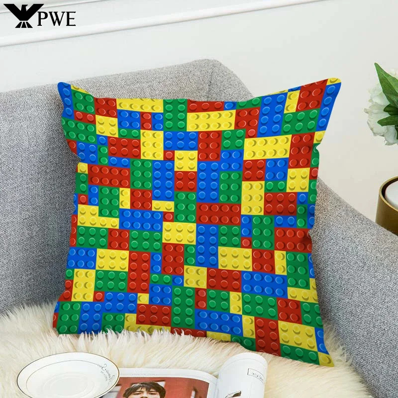 Pillowcase 45*45 Building Blocks Decorative Pillows Cushion Cover 50x50 Pillow Cases for Bed Fall Decoration Lounge Chairs 40*40