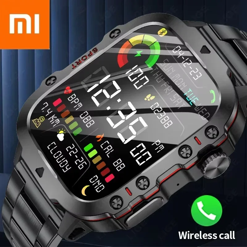Мужские умные часы Xiaomi, SOS, Bluetooth, 1,96 дюйма, наручные часы с HD-экраном, водонепроницаемый монитор сердечного ритма, спортивные умные часы для мужчин