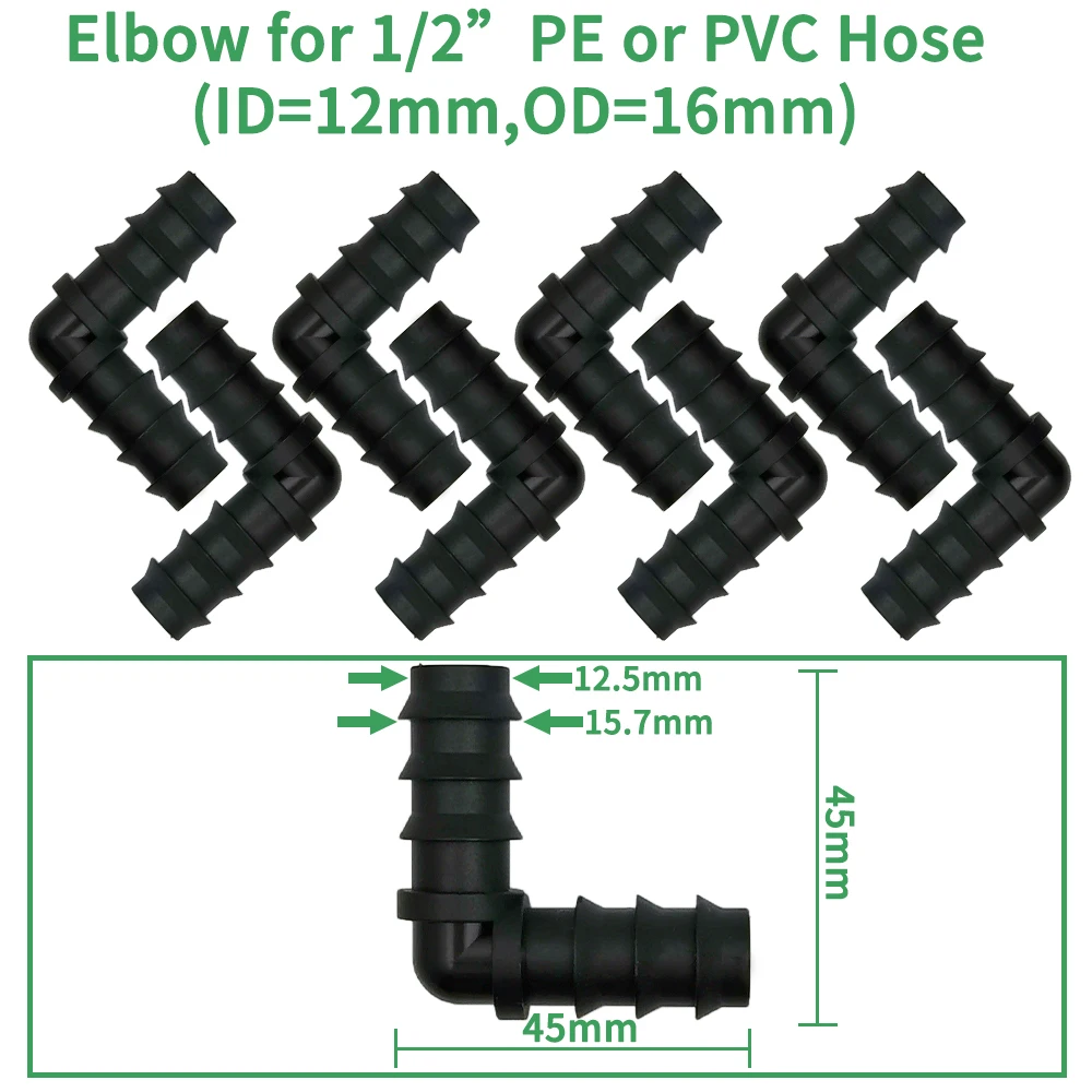 Oasis Drip Irrigation Watering 16mm Barbed Fittings Connectors Tee Elbow Coupling Cap Plug End Kit 1/2 Inch Tubing Hose Garden
