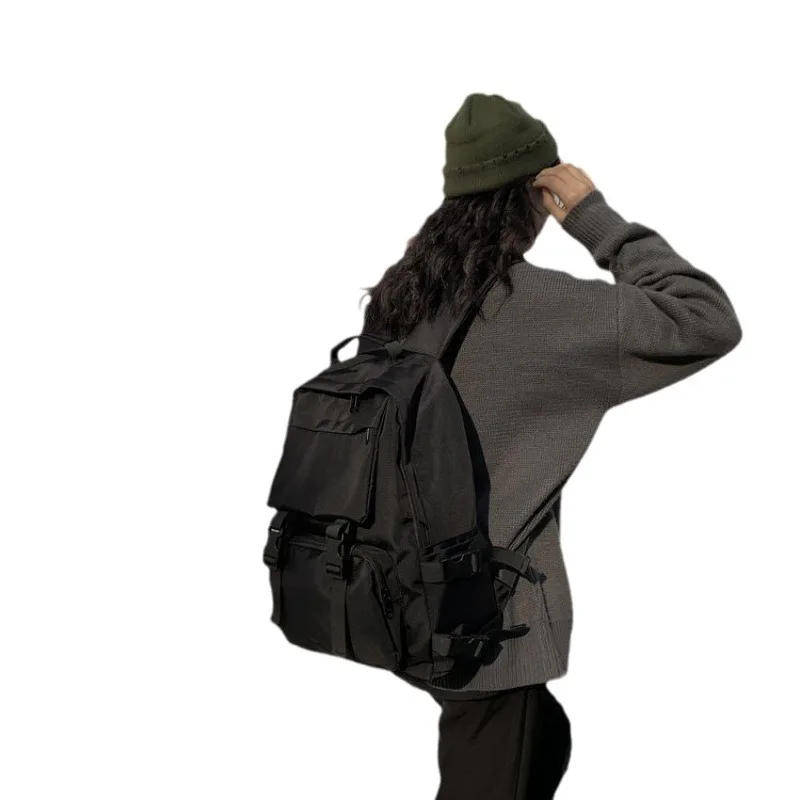 

Korean-style Women's School Bag, Harajuku Ulzzang, Versatile College Student Backpack, Large Capacity Dark Backpack for Men