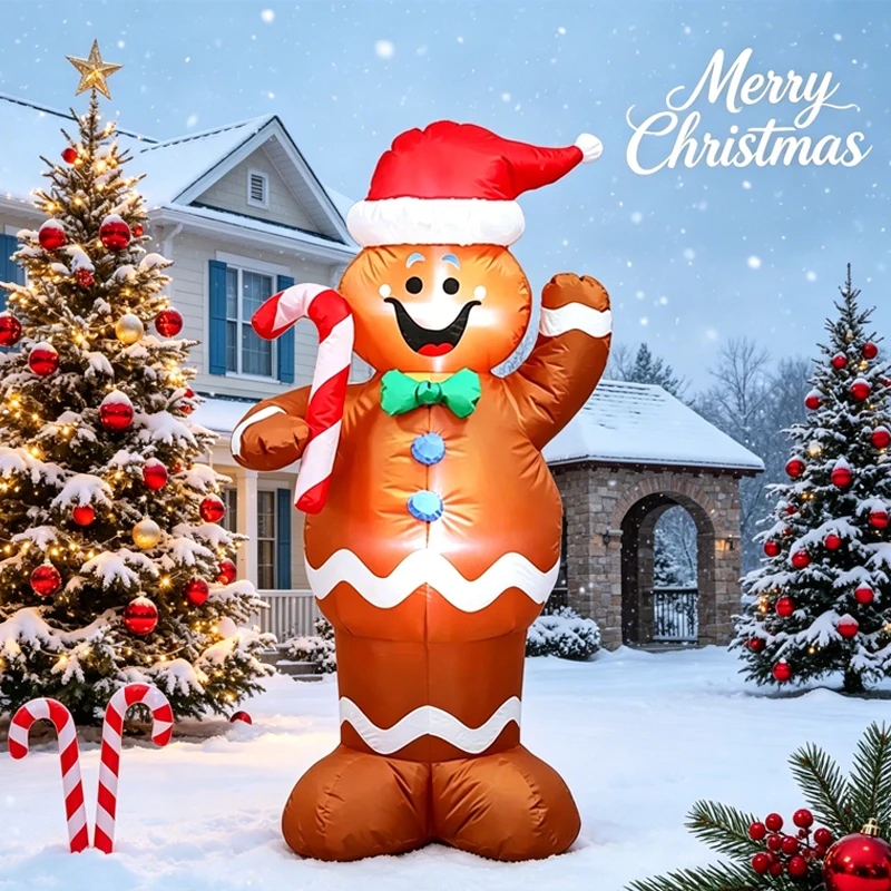 180CM Christmas Inflatable Wall-Climbing Elderly Figure Seated Gift Hat Christmas Tree Decoration Outdoor Garden Ornament