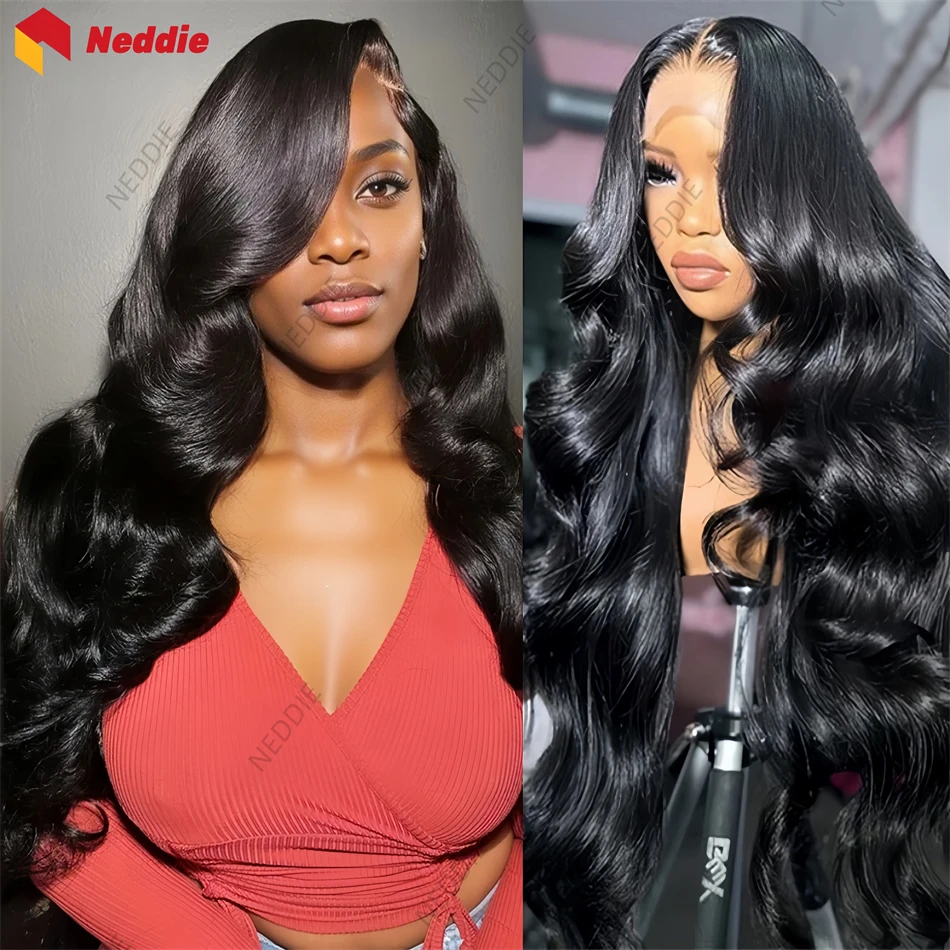 

Brazilian Cheap Black Colored Neddie Preplucked Body Wave Free Wigs 100% Human Hair 13x6 Hd Lace Frontal Wig on Sale Clearance