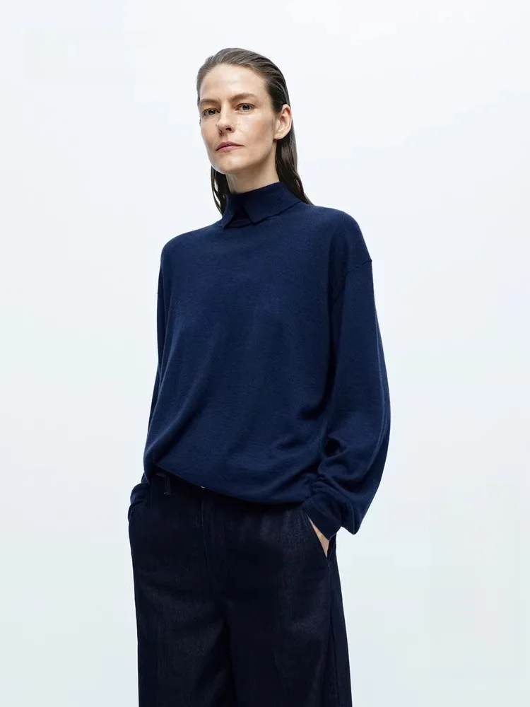 

Легкий зимний свитер Cloud Wool Edition Camere Blend Knitwear EBD4SWT06, прямой крой, длинный рукав, высокий воротник