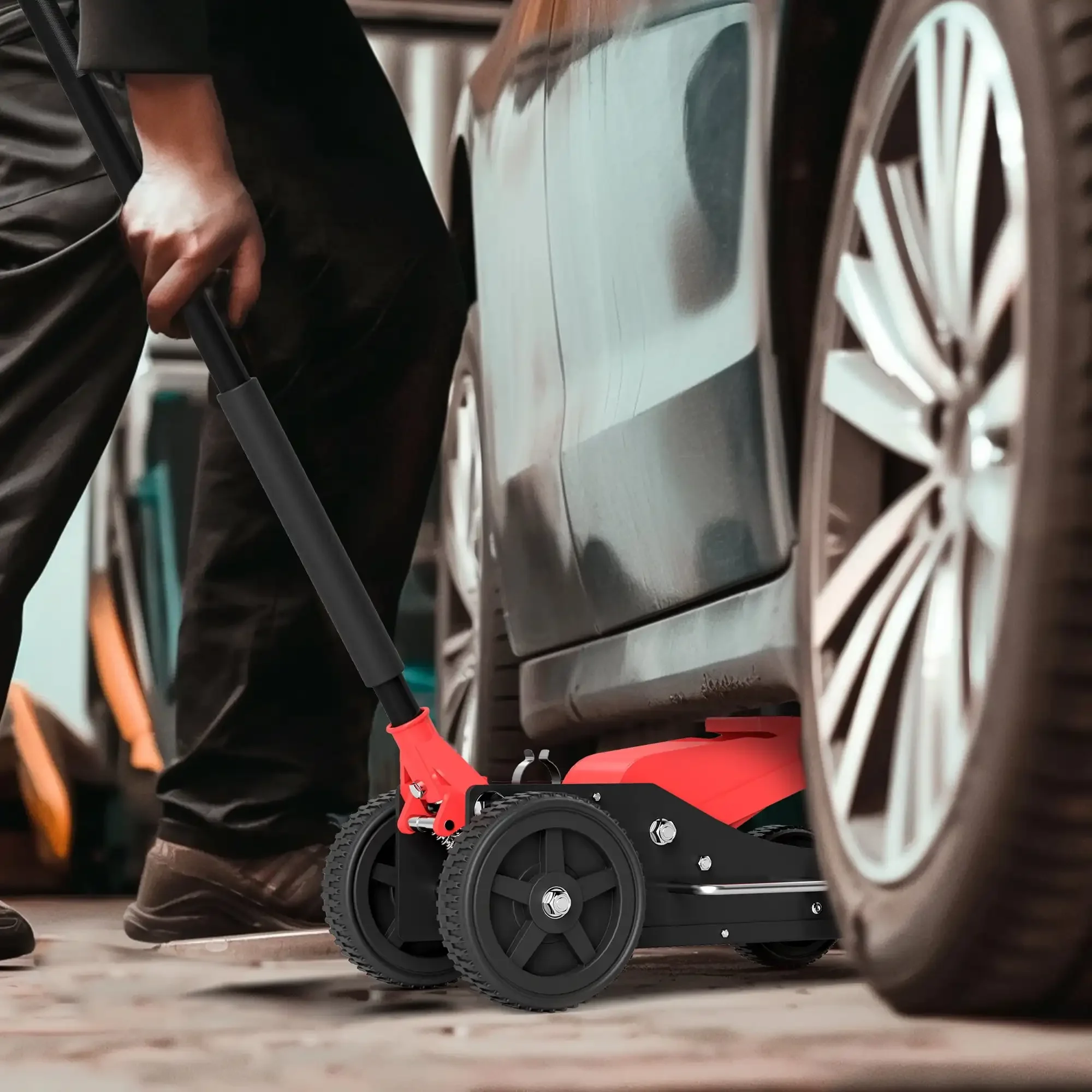 

1,5-тонный домкрат для бездорожья с большим колесом и дополнительным седлом, сверхпрочный стальной гидравлический автомобильный домкрат, напольный домкрат для подъема автомобиля для грузовиков, внедорожников