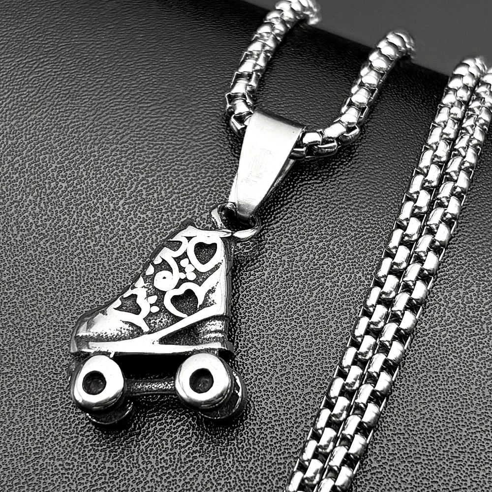 Rollschuhe Halskette Für Frauen Männer Edelstahl Silber Farbe Mode Männlichen Hiphop Hottie Party Anhänger Halskette Schmuck – Detail 5