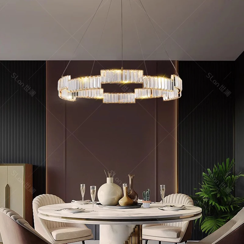 Modern Crystal Chandelier for Home Decoration, Stair Pendant Lamp, Living Room Pendant Lights, Iluminação Interior