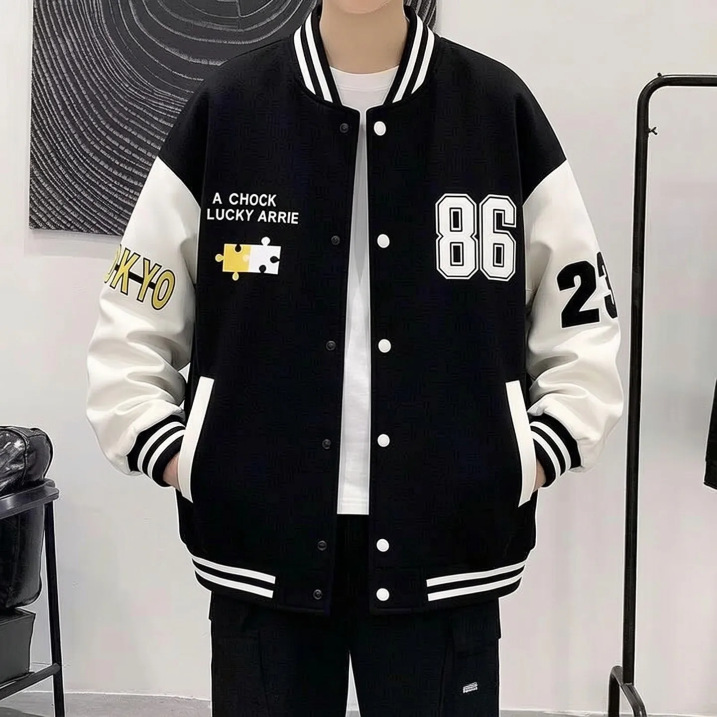 

Американская бейсбольная куртка в стиле ретро с принтом, свободная спортивная куртка с цветовыми блоками, молодежная куртка в университетском стиле, верхняя одежда для пар, мужская и женская