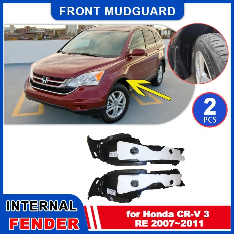2 шт. брызговики для Honda CR-V CRV 3 RE 2007 ~ 2011 2008, внутренние брызговики, брызговики, переднее колесо, крыло, часть аксессуаров