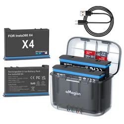 For Insta360 X4 Battery With Charger Portable Charging Case & Memory Card Storage Box  Charging Hub For Insta 360 X4 Accessories