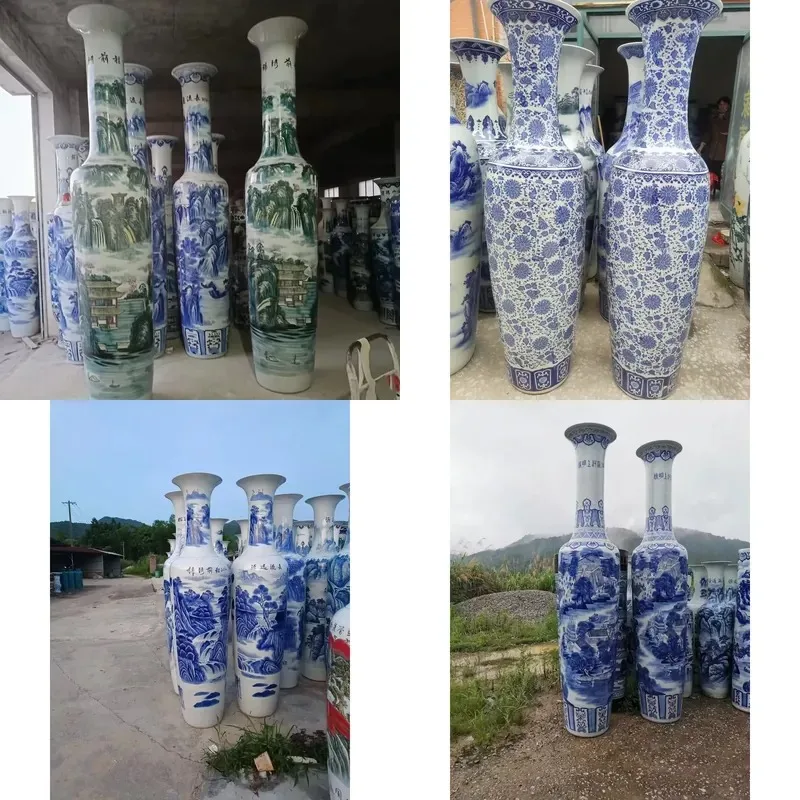 2m Tall Chinese Hand Painted Porcelain Large Decorative Floor Ceramic Vase