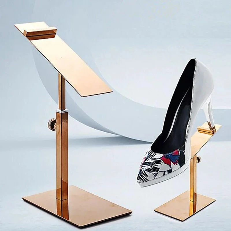 Stainless Steel Adjustable Shoes Display Showing Stand Shoe Bracket Sandal Slipper High-Heeled Shoes Holder Store Show Shelf