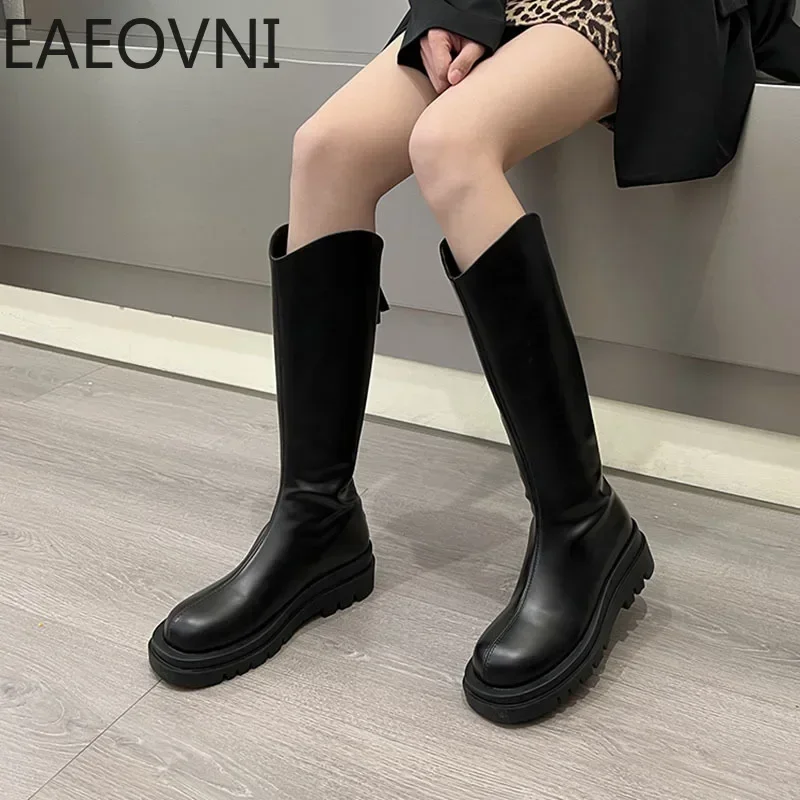 New Woman Knee High Boots Fashion Zippers Ladies Elegant Thick Bottom Long Boots Shoes Winter Women\'s Boots