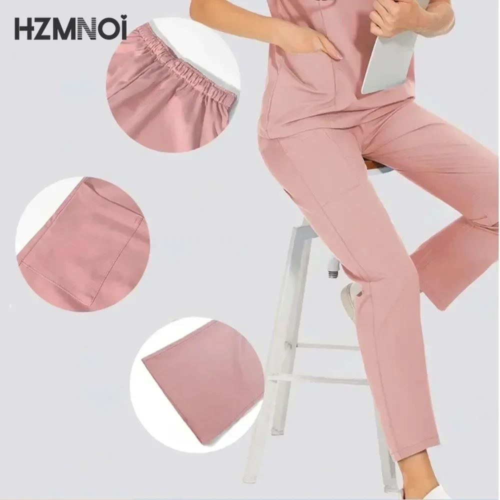 HZMNOI Scrub Hospital Uniform Medical Top Pants Nurse Uniform High Fashion Uniforms Nursing Scrubs Set Hot Sell Surgical Gowns