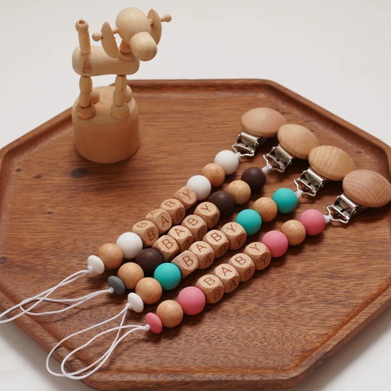 Trendy Wooden Baby Pacifier Clip - Stylish & Practical