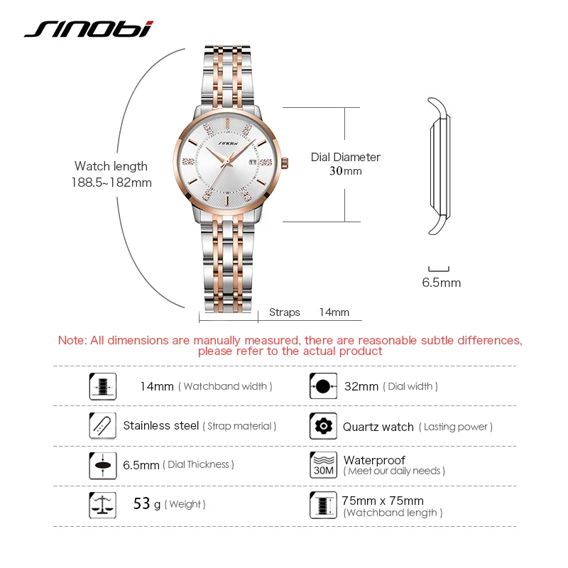 SINOBI New Design Women\'s Watches Elegant Style Ladies Quartz Wristwatches Top Luxury Girls Gifts Clock Fashion Dresses Watch