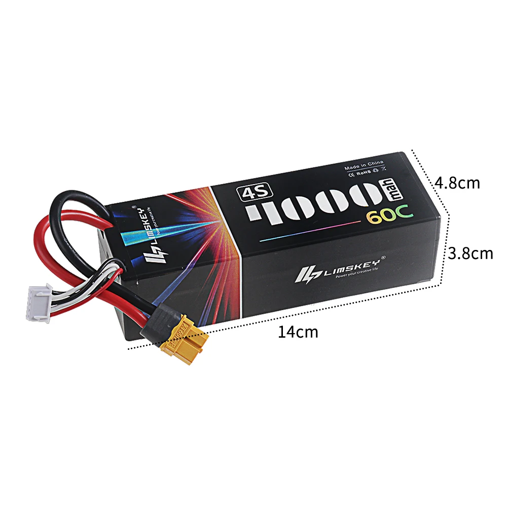 4S 14.8V 4000mAh 60C Lipo Battery with XT60 T Connector Hard Case Lipo Battery For 1/8 1/10 RC E Buggy Truggy Car Parts