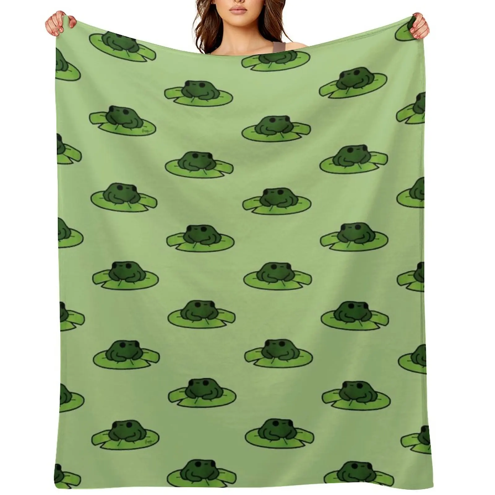 

Frog on Lilypad Doodle Throw Blanket Giant Sofa Moving Bed linens Furrys Blankets