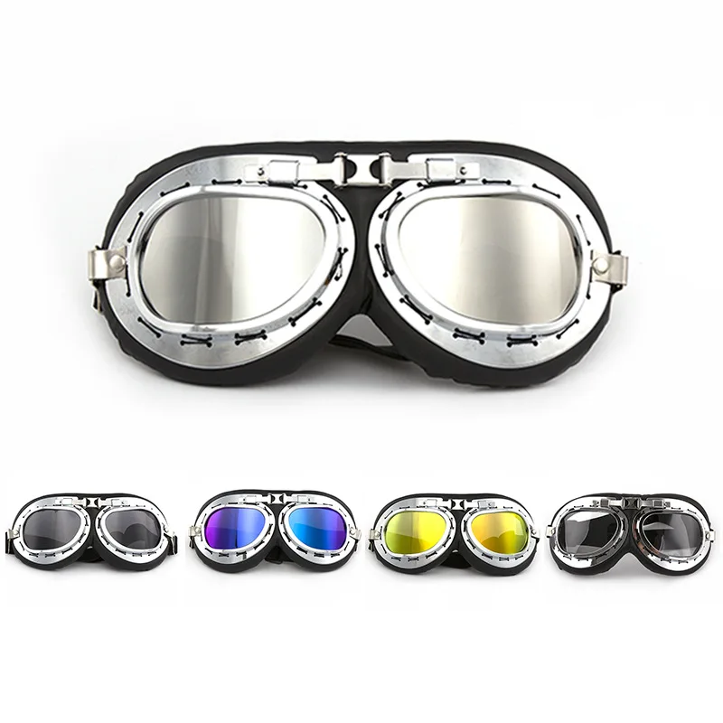 Retro Motorcycle Goggles Glasses Motorbike Pilot Steampunk Vintage ATV Biker Scooter Cruiser Jet Helmet Cycling Ski Sunglasses