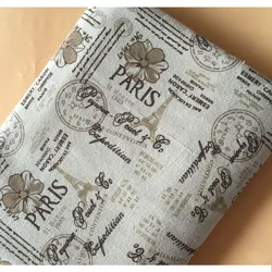 Retro Printed Paris Cotton Linen Blend Fabric DIY Sewing Upholstery Linen Labric for Curtain Tablecloth Bags Home Decor