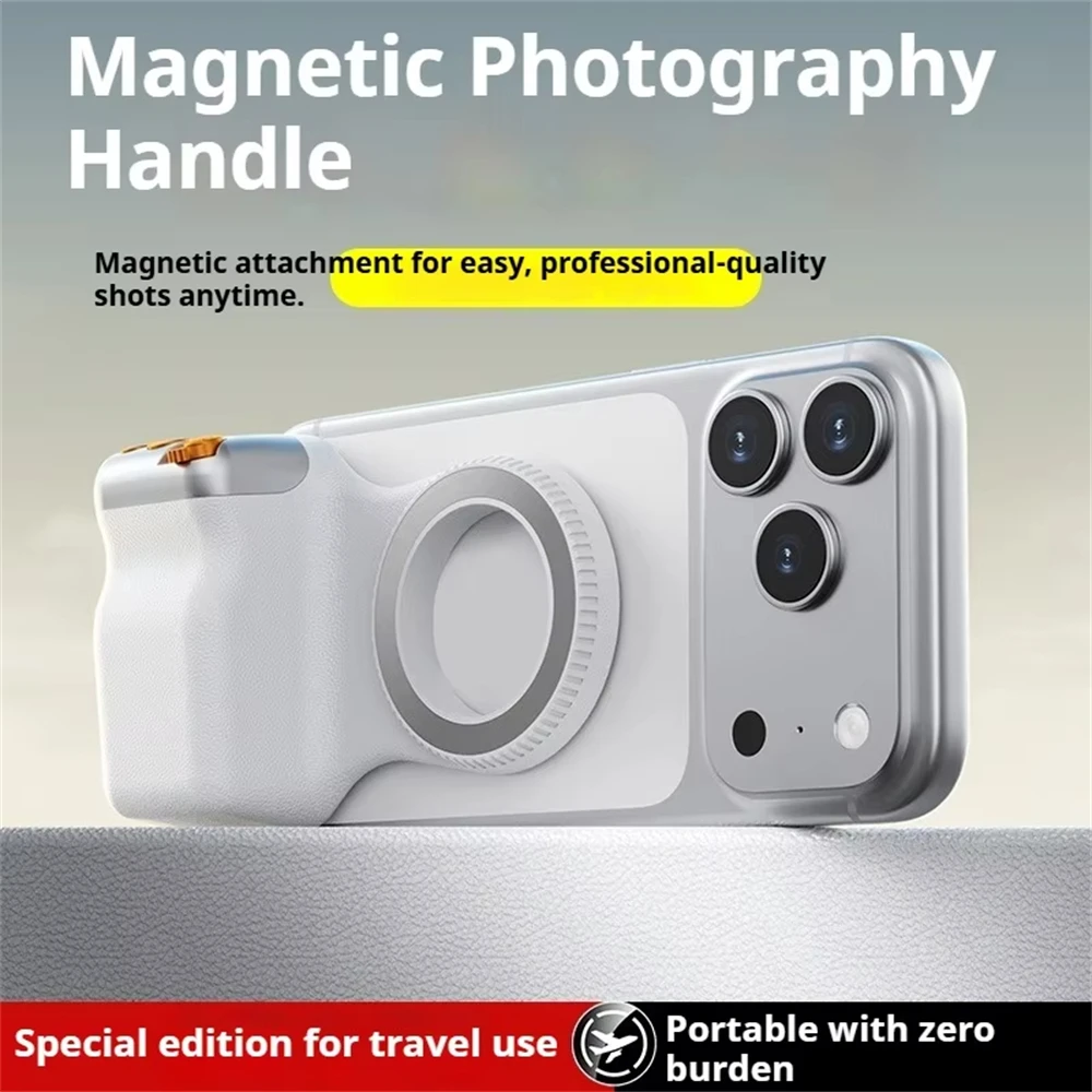 

Magnetic Camera Grip with Remote Shutter Light Remote Control Handle Universal For iPhone Androids Phones Record Football Match