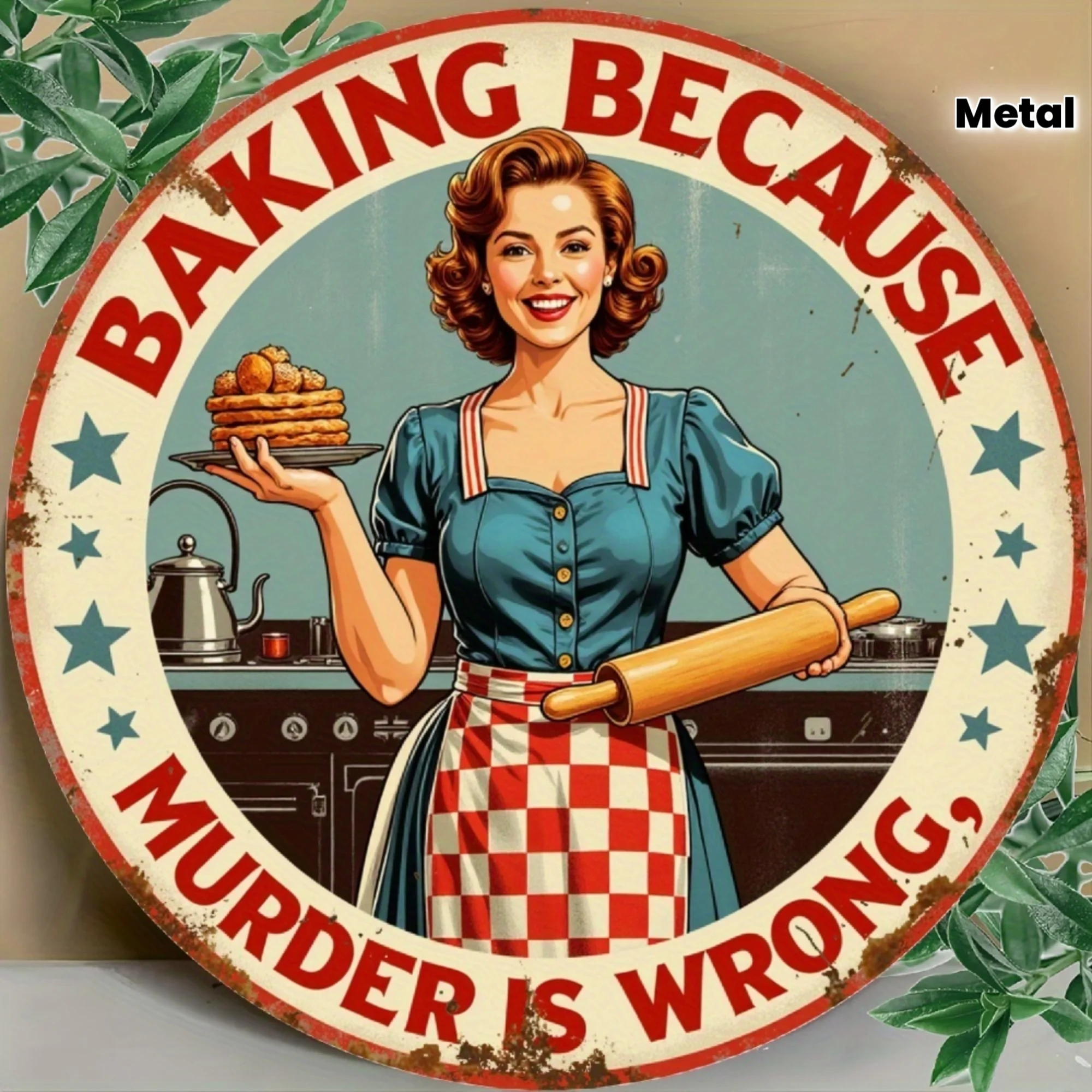 لافتة ألومنيوم مستديرة بتصميم - مراجعة Kitchen Baking Quotes وسعره