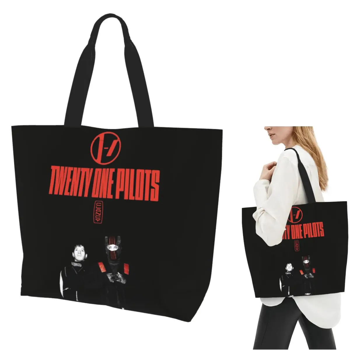 

Twenty One Pilots (19) Shopping Tote Bag Canvas Large Capacity Shoulder Bags Shopper Grocery Handbag for Women
