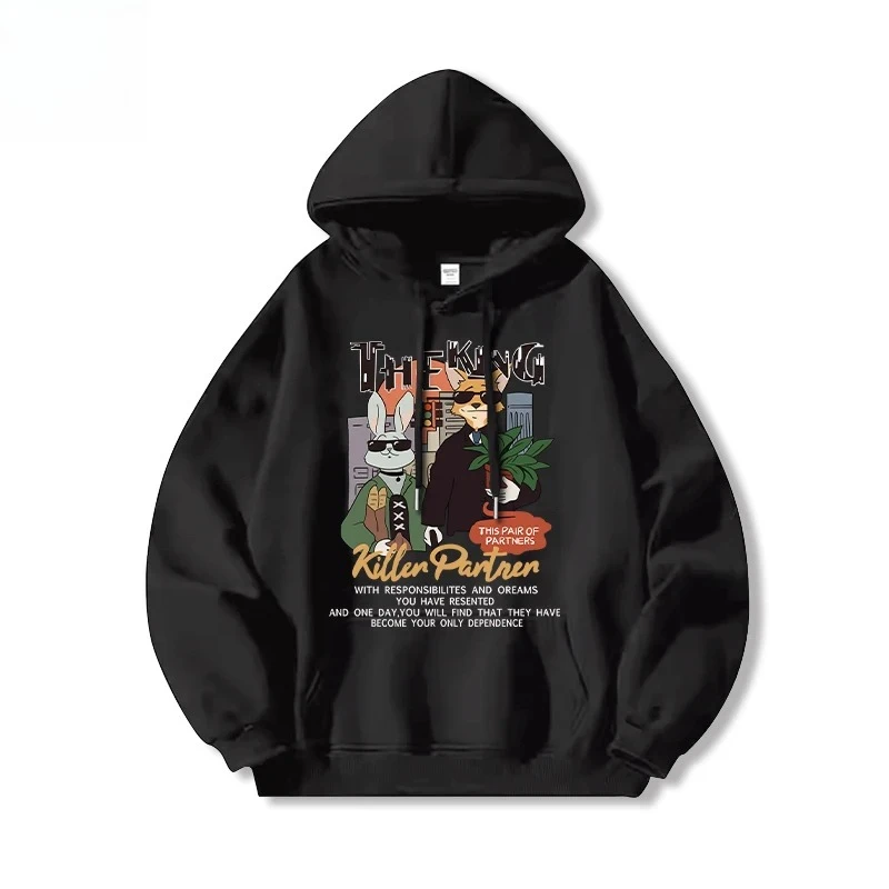 

Oversized Graphic Hoodie - Character Print Casual Pullover, Loose-Fit Comfortable Sweatshirt for Daily Streetwear & Leisure