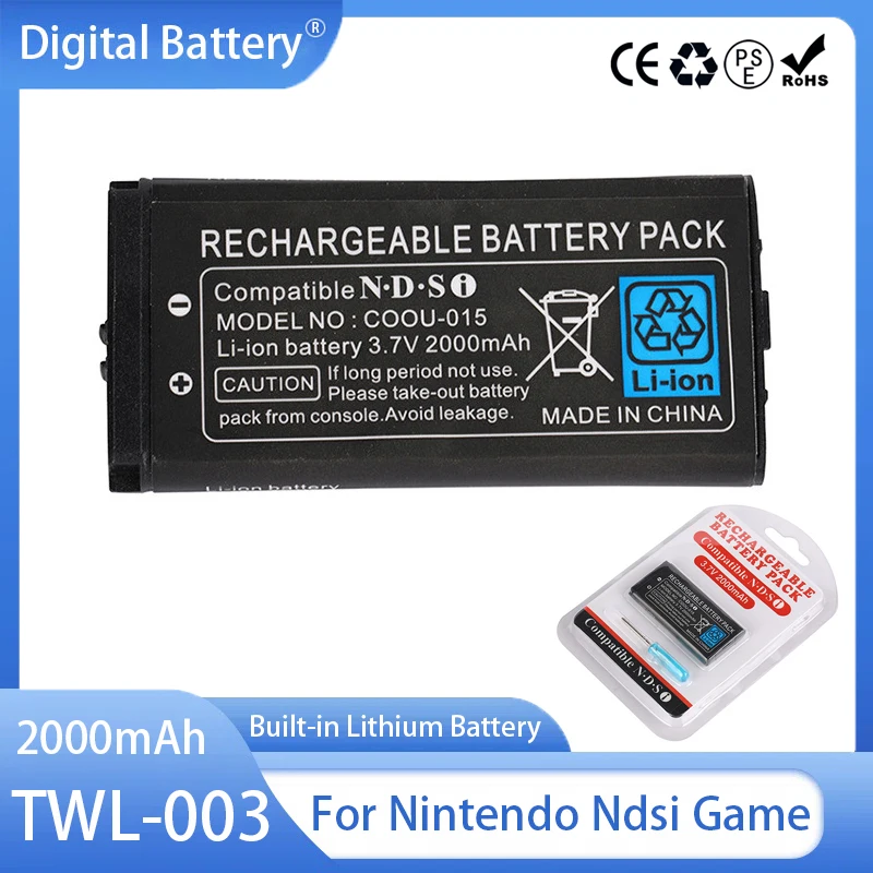 TWL-003 TWL 003 Rechargeable Battery 3.7V 2000mAh TWL003 Lithium Battery Pack For Nintendo Ndsi Game Console Built-in Batteries