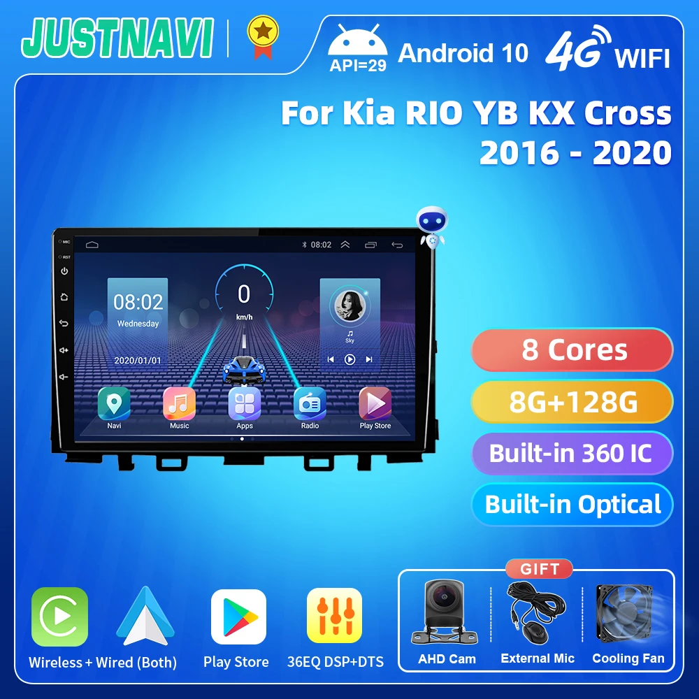 

JUSTNAVI QT5 Car Radio Stereo For Kia RIO YB KX Cross 2016-2020 Multimedia Video Player Android 10.0 Navi GPS Autoradio Carplay