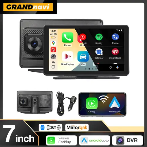 Grandnavi 7inch 4K DVR Car Radio Wireless Carplay Android Auto Multimedia Video Player Smart Screen For Ford KIA VW Nissan Honda