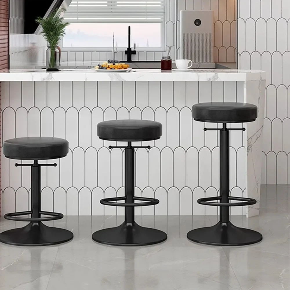 Height Adjustable Bar Stools Nordic Office Relaxing Makeup Leather Dining Chairs Reception Desks Taburete Alto Nordic Furniture