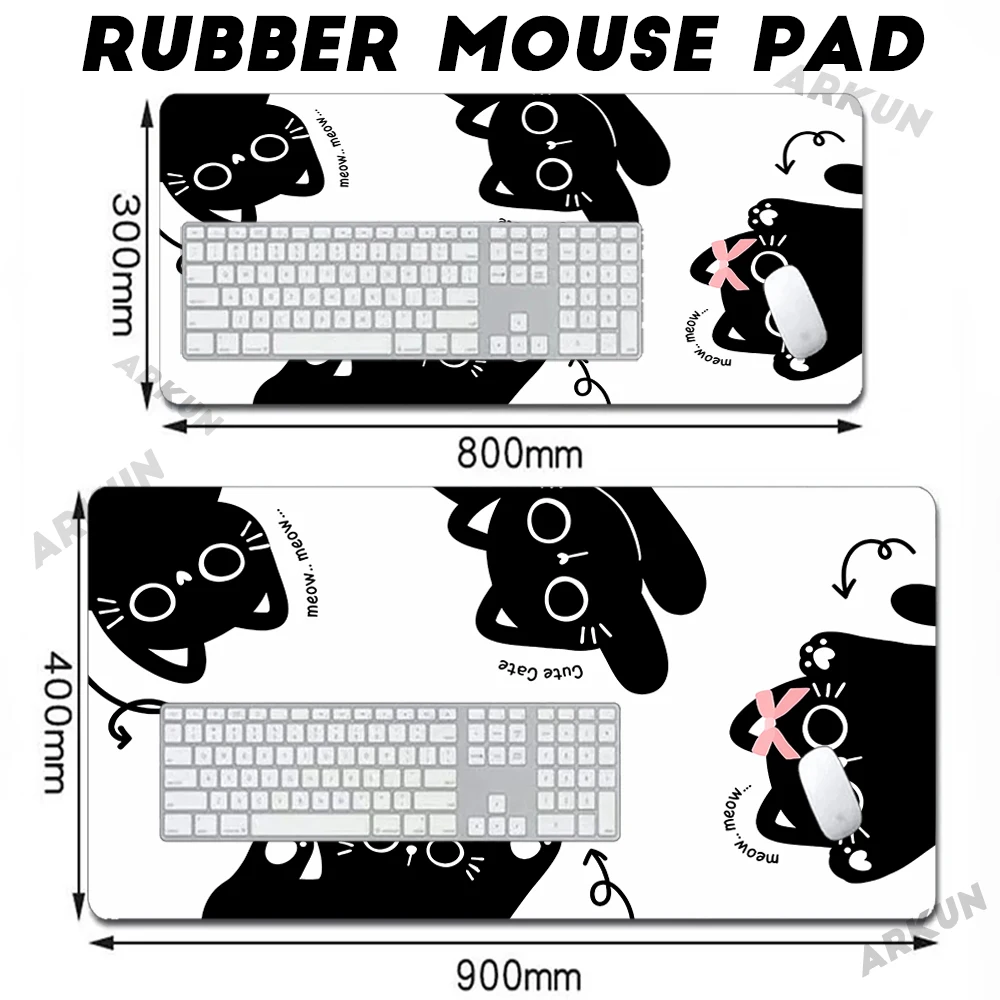 XXL Fashion Hot Luxury Black And White Kawaii Cute Cartoon Cat Mouse Pad Keyboard Large Gaming Accessories PC Laptop Table Mat