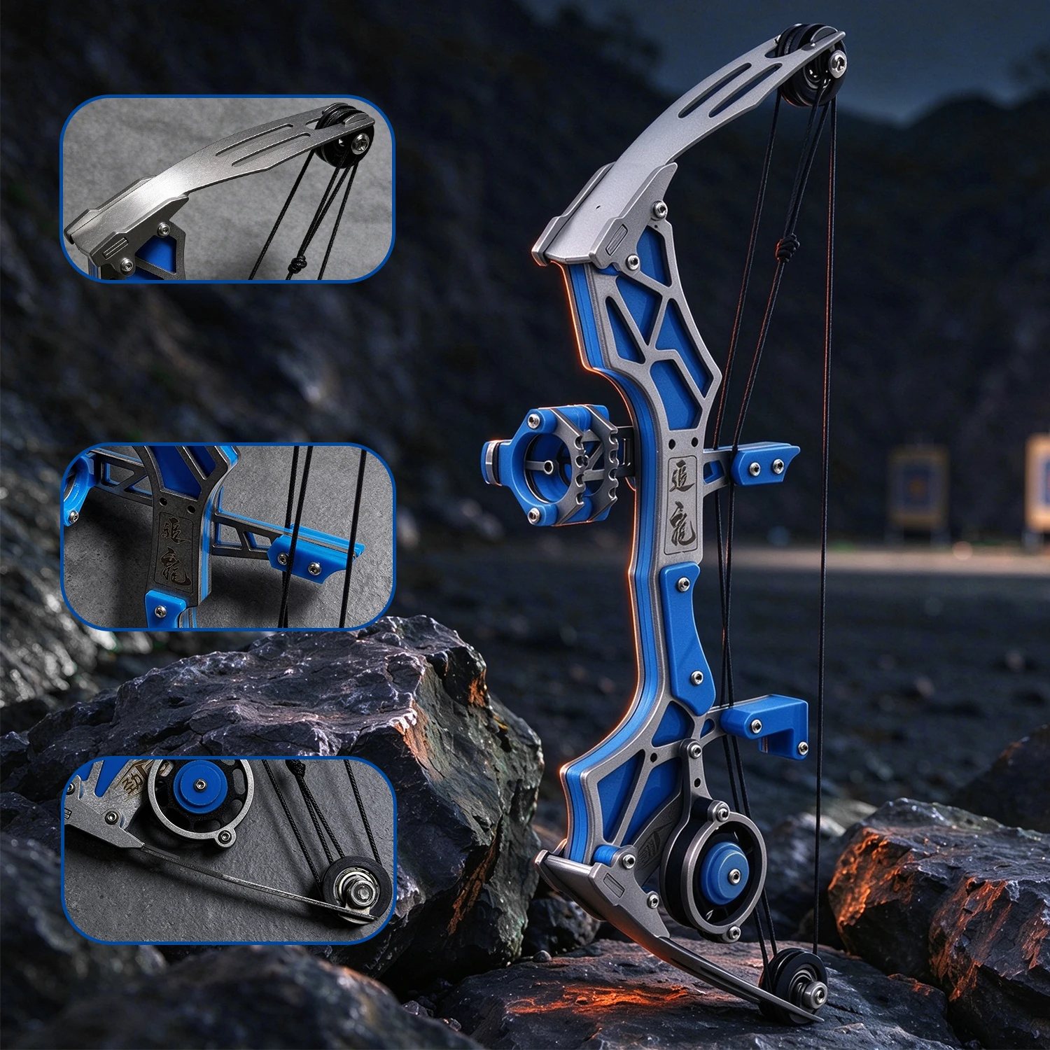 Black Blue Mini Compound Bow Archery Set Pulley Target Practice 3 Package Choices for Right Left Handed Shooters