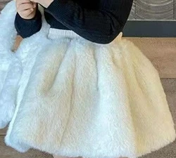 Eid NEW INS Hot Princess Skirt Sweet White Baby Girl Baby Tutu Skirts Winter&spring Clothes Faux Fur Skirt  Toddler Girl Clothes