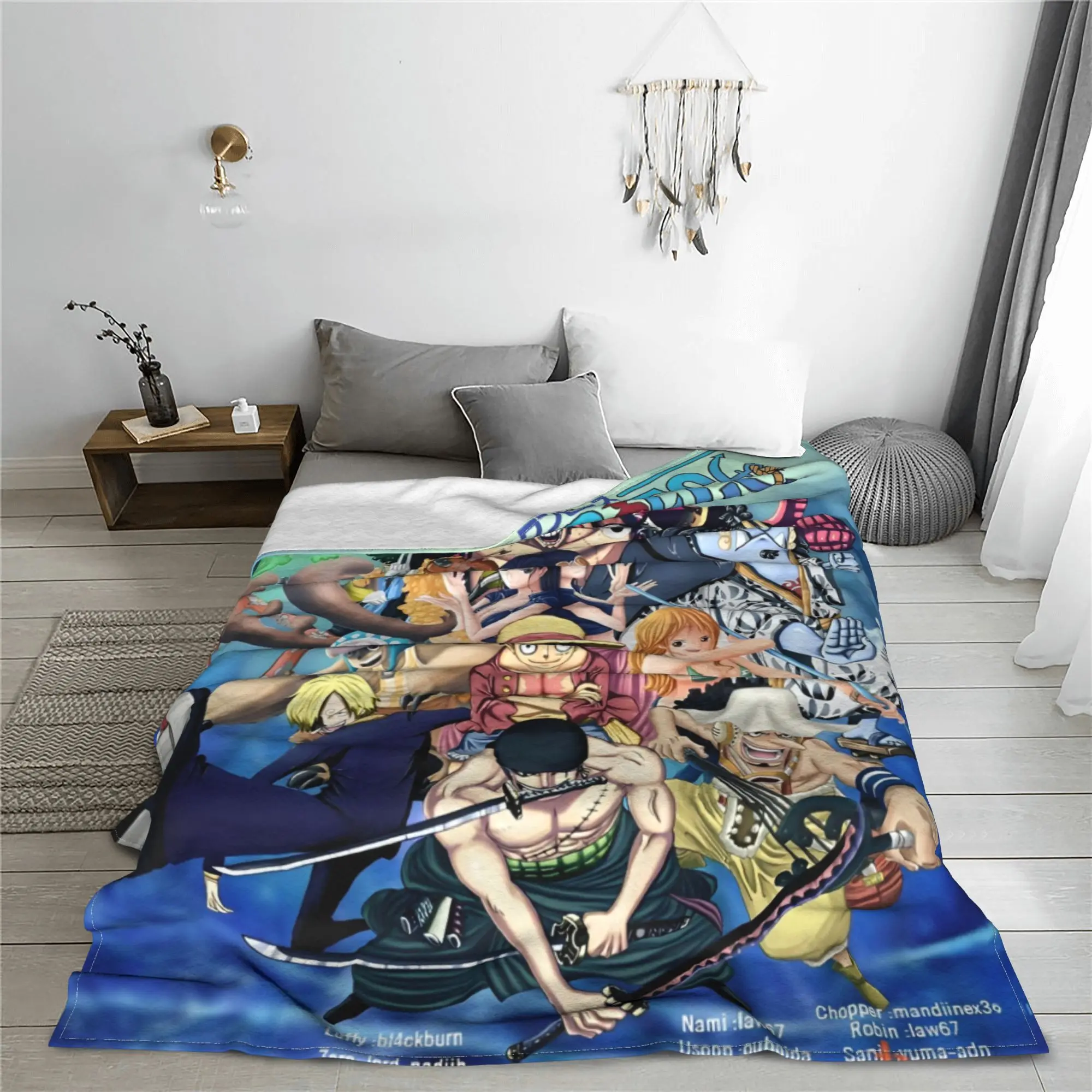 Anime O-One P-Piece L-LuffyS Blanket Flannel Decoration   Multifunction Lightweight Throw Blanket for Home Couch Bedspread